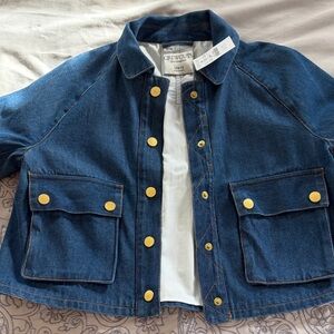 Crewcuts Blue Denim Jacket with Yellow Accents